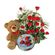 Лучший Подарок. Корзина красных роз с зеленью, плюшевый мишка и коробка вкуснейшего печенья. . Окленд